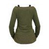 Women Outfit Textured Heather Faux Twinset Top and Grommet Leggings Set - ARMY GREEN S | US 4