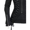 Haut gothique uni à lacets et fermeture éclair, col carré - Noir M | US 6