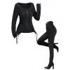 Gothic Women Outfit Lace Up Zip Square Neck Top and Grommet Pants Set - Noir S | US 4