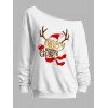 Sweat-shirt de Noël à imprimé lettre d'élan et col incliné - Rouge S | US 4