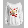 Sweat-shirt de Noël à imprimé lettre d'élan et col incliné - Rouge S | US 4