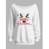 Sweat-shirt de Noël à col incliné avec imprimé lettres et flocons de neige - Blanc S | US 4