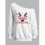 Sweat-shirt de Noël à col incliné avec imprimé lettres et flocons de neige - Blanc S | US 4