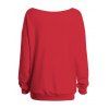 Sweat-shirt de Noël à col incliné, imprimé élan, flocon de neige et cœur - Rouge M | US 6