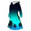 Robe de vacances à capuche, imprimé cocotier ombré, mini-robe à lacets et cordons de serrage - Pers M | US 6