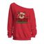 Sweat-shirt de Noël à col incliné avec imprimé dessin animé, élan, lettres et flocons de neige - Rouge M | US 6