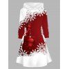 Robe à capuche de Noël à lacets et imprimé flocon de neige et cloche colorblock - Rouge S | US 4