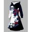 Robe à capuche gothique d'Halloween à lacets, imprimé tête de mort, rose et feuilles - Noir XXXXXL | US 20