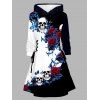 Robe à capuche gothique d'Halloween à lacets, imprimé tête de mort, rose et feuilles - Noir XXXXXL | US 20