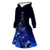 Robe à capuche de Noël à imprimé géométrique et étoiles brillantes, à lacets et cordons de serrage - Noir M | US 6