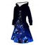 Robe à capuche de Noël à imprimé géométrique et étoiles brillantes, à lacets et cordons de serrage - Noir M | US 6
