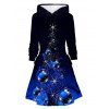 Robe à capuche de Noël à imprimé géométrique et étoiles brillantes, à lacets et cordons de serrage - Noir M | US 6