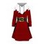 Robe à capuche de Noël à lacets et imprimé 3D colorblock - Rouge Vineux S | US 4