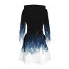 Robe à capuche de Noël à lacets et motif flocon de neige colorblock - Noir XXXXXL | US 20