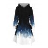 Robe à capuche de Noël à lacets et motif flocon de neige colorblock - Noir XXXXXL | US 20
