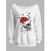 Sweat-shirt de Noël avec corne d'élan, crâne et chapeau, imprimé flocon de neige - Blanc S | US 4