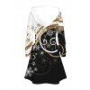 Robe à capuche de Noël à lacets et imprimé flocons de neige - Noir XXXXXL | US 20