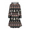 Robe à capuche à imprimé géométrique et flocons de neige, motif sapin de Noël, robe ethnique à lacets - Noir M | US 6