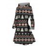 Robe à capuche à imprimé géométrique et flocons de neige, motif sapin de Noël, robe ethnique à lacets - Noir M | US 6