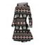 Robe à capuche à imprimé géométrique et flocons de neige, motif sapin de Noël, robe ethnique à lacets - Noir M | US 6