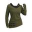 Haut 2 en 1 texturé à manches longues et col en V en similicuir chiné - Vert Armée XXL | US 14