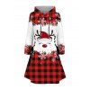 Robe à capuche de Noël à carreaux, imprimé élan et flocon de neige, robe à capuche à lacets - Rouge S | US 4