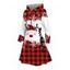Robe à capuche de Noël à carreaux, imprimé élan et flocon de neige, robe à capuche à lacets - Rouge S | US 4