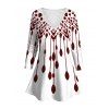 Women Outfit Geometric Print V Neck Long Sleeve Top and Pants Set - Rouge Vineux S | US 4