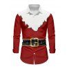 Christmas Couple Outfit Colorblock 3D Print Lace Up Hoodie Dress and Shirt Set - Rouge Vineux S | US 4