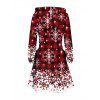 Christmas Couple Outfit Plaid Snowflake Print Lace Up Hoodie Dress and Shirt Set - Rouge foncé S | US 4