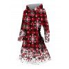 Christmas Couple Outfit Plaid Snowflake Print Lace Up Hoodie Dress and Shirt Set - Rouge foncé S | US 4