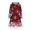 Christmas Couple Outfit Plaid Snowflake Print Lace Up Hoodie Dress and Shirt Set - Rouge foncé S | US 4