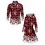 Christmas Couple Outfit Plaid Snowflake Print Lace Up Hoodie Dress and Shirt Set - Rouge foncé S | US 4