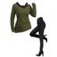 Women Outfit Textured Heather Faux Twinset Top and Grommet Pants Set - Vert Armée S | US 4