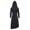 Manteau gothique à capuche de couleur unie, avec œillets, lacets, boucle, fermeture éclair, manteau asymétrique - Noir XXL | US 14