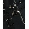 Manteau gothique à capuche de couleur unie, avec œillets, lacets, boucle, fermeture éclair, manteau asymétrique - Noir XXL | US 14