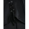 Manteau gothique à capuche de couleur unie, avec œillets, lacets, boucle, fermeture éclair, manteau asymétrique - Noir XXL | US 14