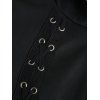 Manteau gothique à capuche de couleur unie, avec œillets, lacets, boucle, fermeture éclair, manteau asymétrique - Noir XXL | US 14