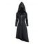 Manteau gothique à capuche de couleur unie, avec œillets, lacets, boucle, fermeture éclair, manteau asymétrique - Noir XXL | US 14