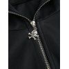 Manteau gothique à capuche de couleur unie, avec œillets, lacets, boucle, fermeture éclair, manteau asymétrique - Noir XXL | US 14