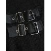 Robe tricotée à lacets de couleur unie, robe à manches longues avec boucle - Noir XXL | US 14