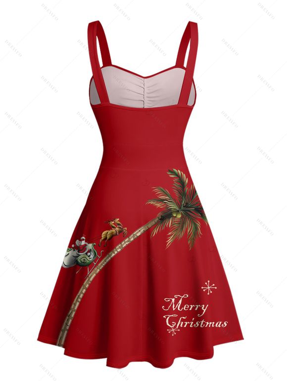 Christmas Couple Outfit Elk Santa Claus Tree Letter Print Dress and Shirt Set - Rouge Vineux S | US 4