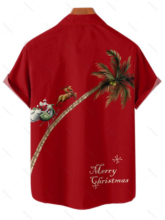 Christmas Couple Outfit Elk Santa Claus Tree Letter Print Dress and Shirt Set - Rouge Vineux S | US 4