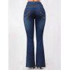 Jean Long Evasé Délavé Surpiqûres avec Poches en Denim à Braguette Zippée - Bleu profond 2XL