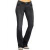 Jean Long Evasé Délavé Surpiqûres avec Poches en Denim à Braguette Zippée - Noir 2XL
