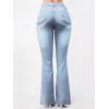 Jean Long Evasé Délavé Surpiqûres avec Poches en Denim à Braguette Zippée - Bleu clair XL