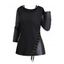 Haut à manches longues en tricot texturé de couleur unie Haut long à boutons factices - Noir L | US 8-10