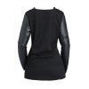 Haut à manches longues en tricot texturé de couleur unie Haut long à boutons factices - Noir L | US 8-10