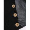 Haut à manches longues en tricot texturé de couleur unie Haut long à boutons factices - Noir XXL | US 14