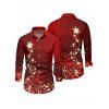 Chemise de Noël à manches longues et boutons pour homme, imprimé étoiles - Rouge Vineux 2XL